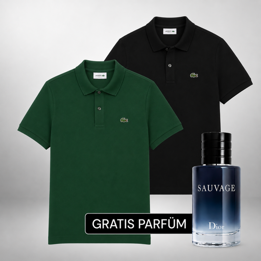 Lacoste Set: 2 Polo-Shirts – Gratis Dior Sauvage (100ml)