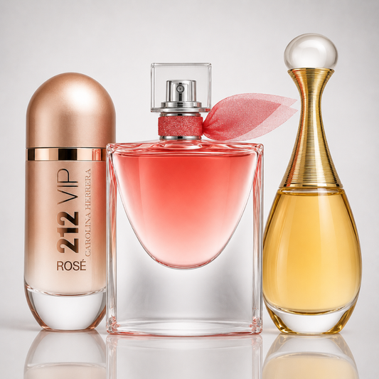 Combo aus 3 Damenparfums – 212 VIP Rosé, La Vie Est Belle und J’adore