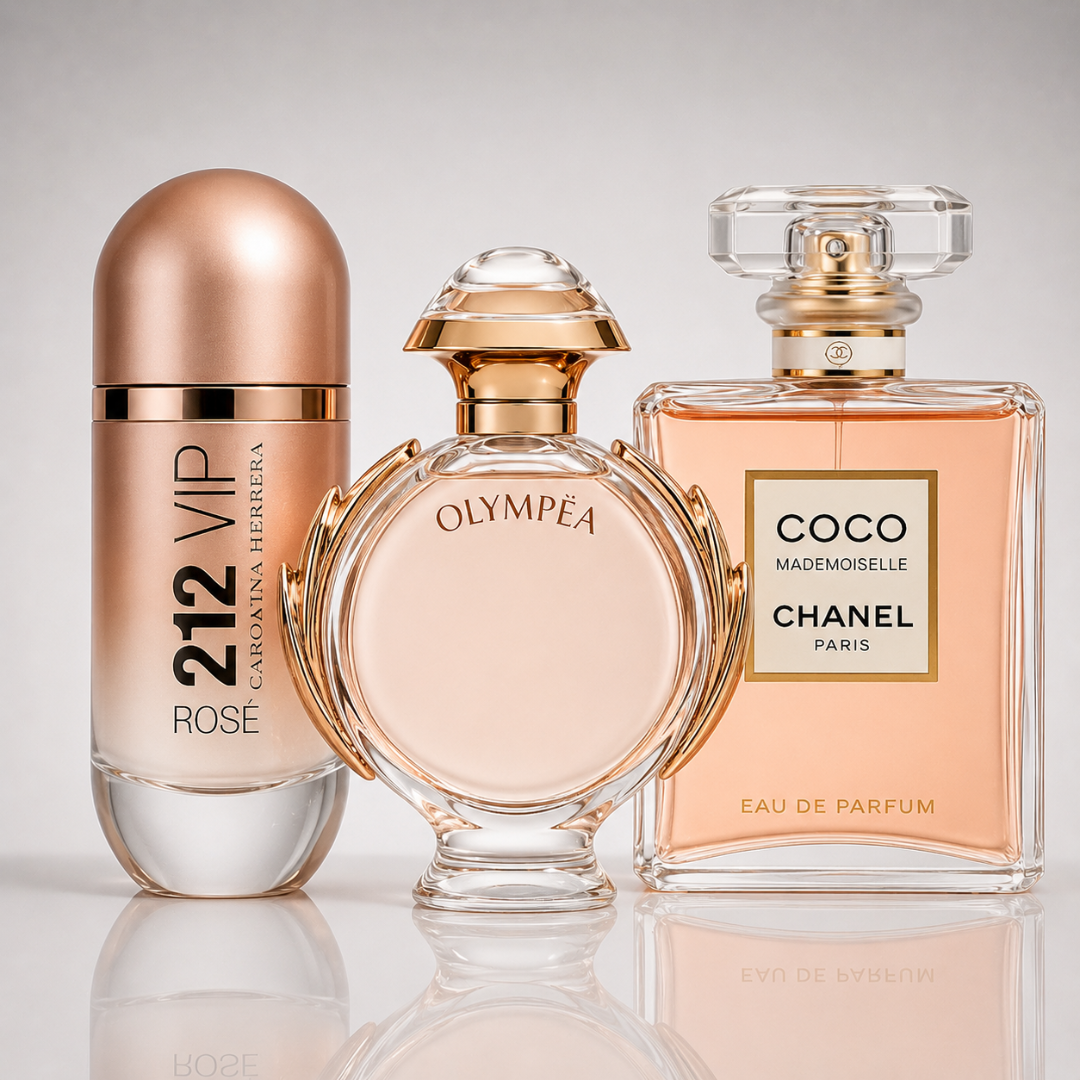 Combo aus 3 Damenparfums – 212 VIP Rosé von Carolina Herrera, Olympéa von Paco Rabanne und Coco Mademoiselle von Chanel