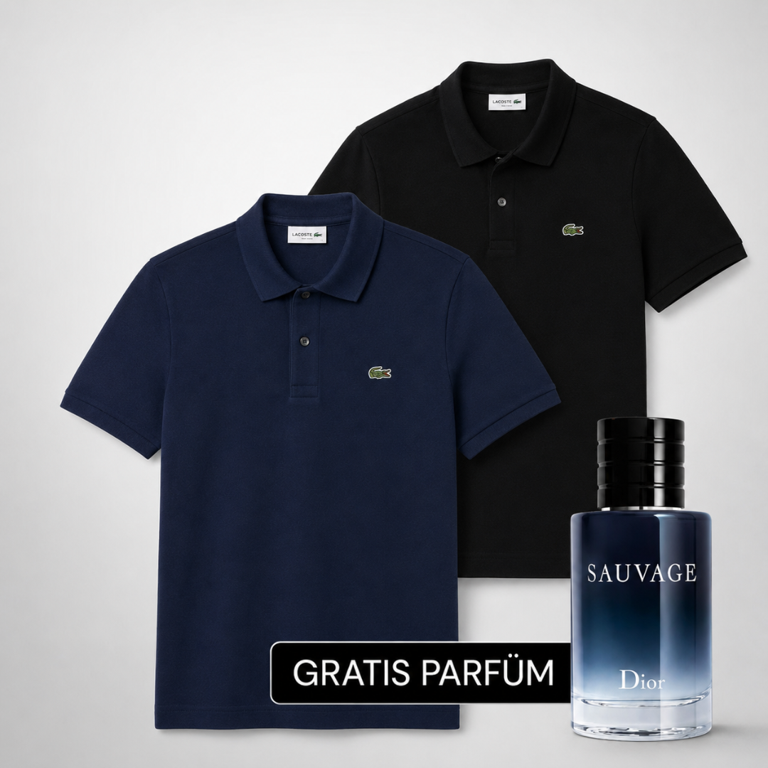 Lacoste Set: 2 Polo-Shirts – Gratis Dior Sauvage (100ml)