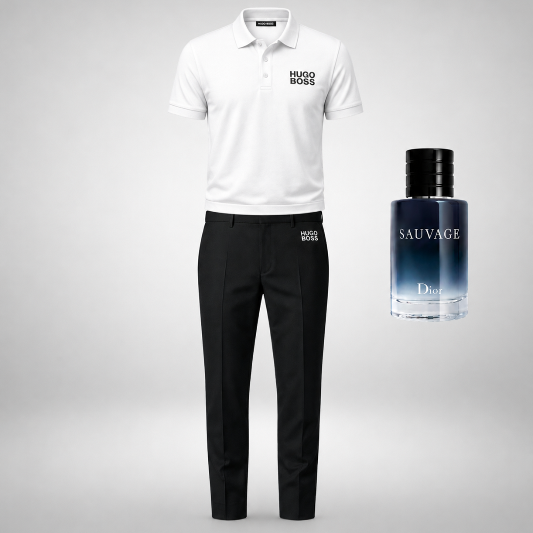 HUGO BOSS Set: Polo-Shirt + Anzughose – Dior Sauvage (100ml) Gratis dazu!