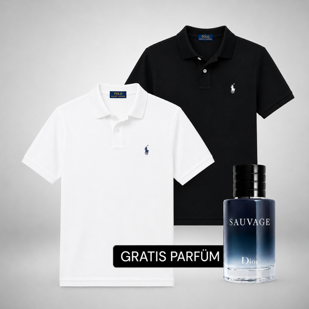 Ralph Lauren Set: 2 Polo-Shirts – Gratis Dior Sauvage (100ml)