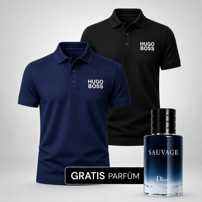 HUGO BOSS Set: 2 Polo-Shirts – Gratis Dior Sauvage (100ml)