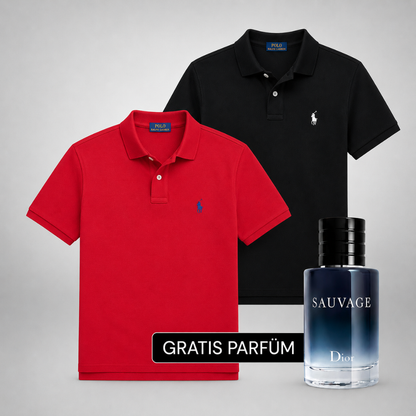 Ralph Lauren Set: 2 Polo-Shirts – Gratis Dior Sauvage (100ml)