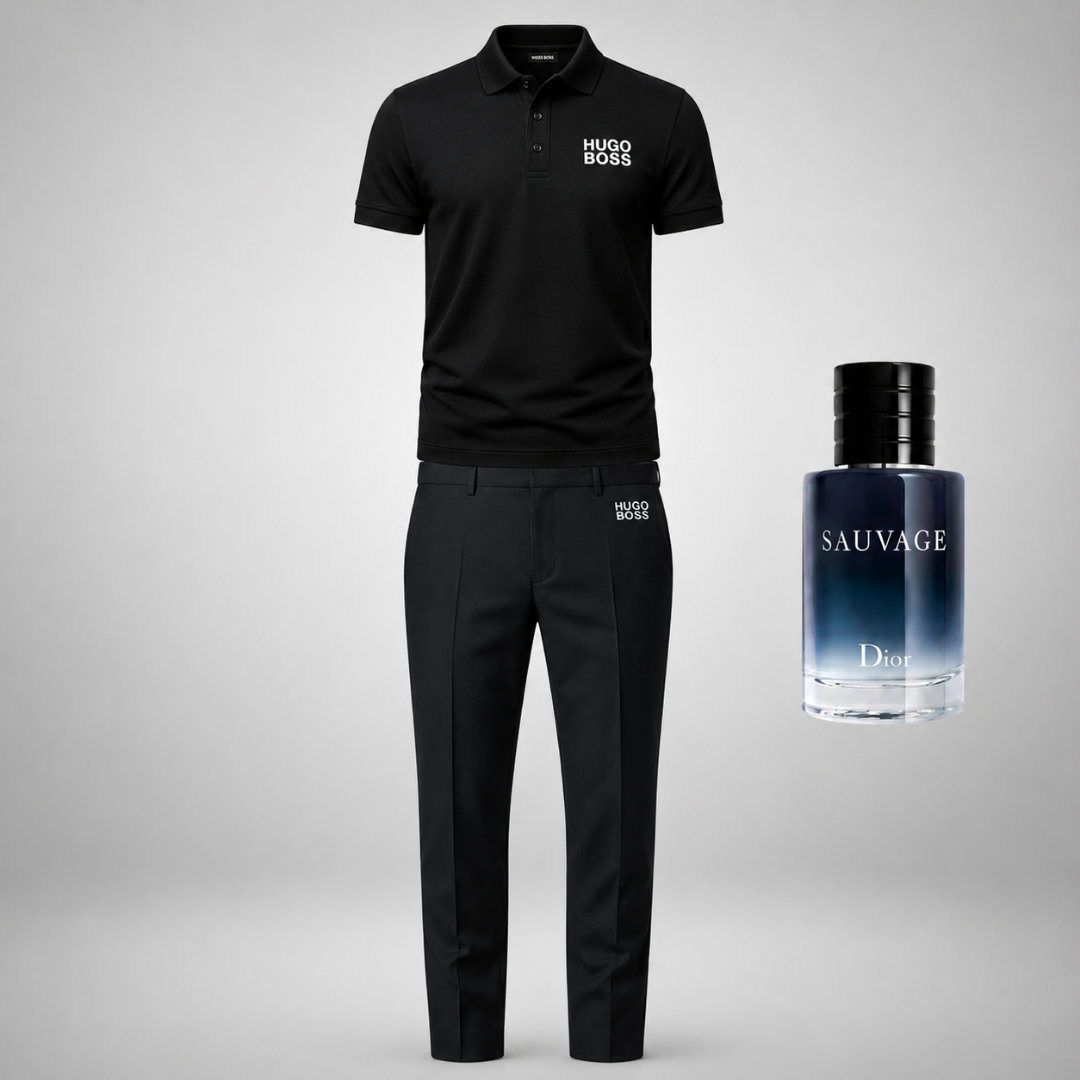 HUGO BOSS Set: Polo-Shirt + Anzughose – Dior Sauvage (100ml) Gratis dazu!