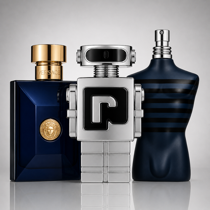 Combo aus 3 Herrenparfums – Dylan Blue von Versace, Phantom von Paco Rabanne und Ultra Male von Jean Paul Gaultier