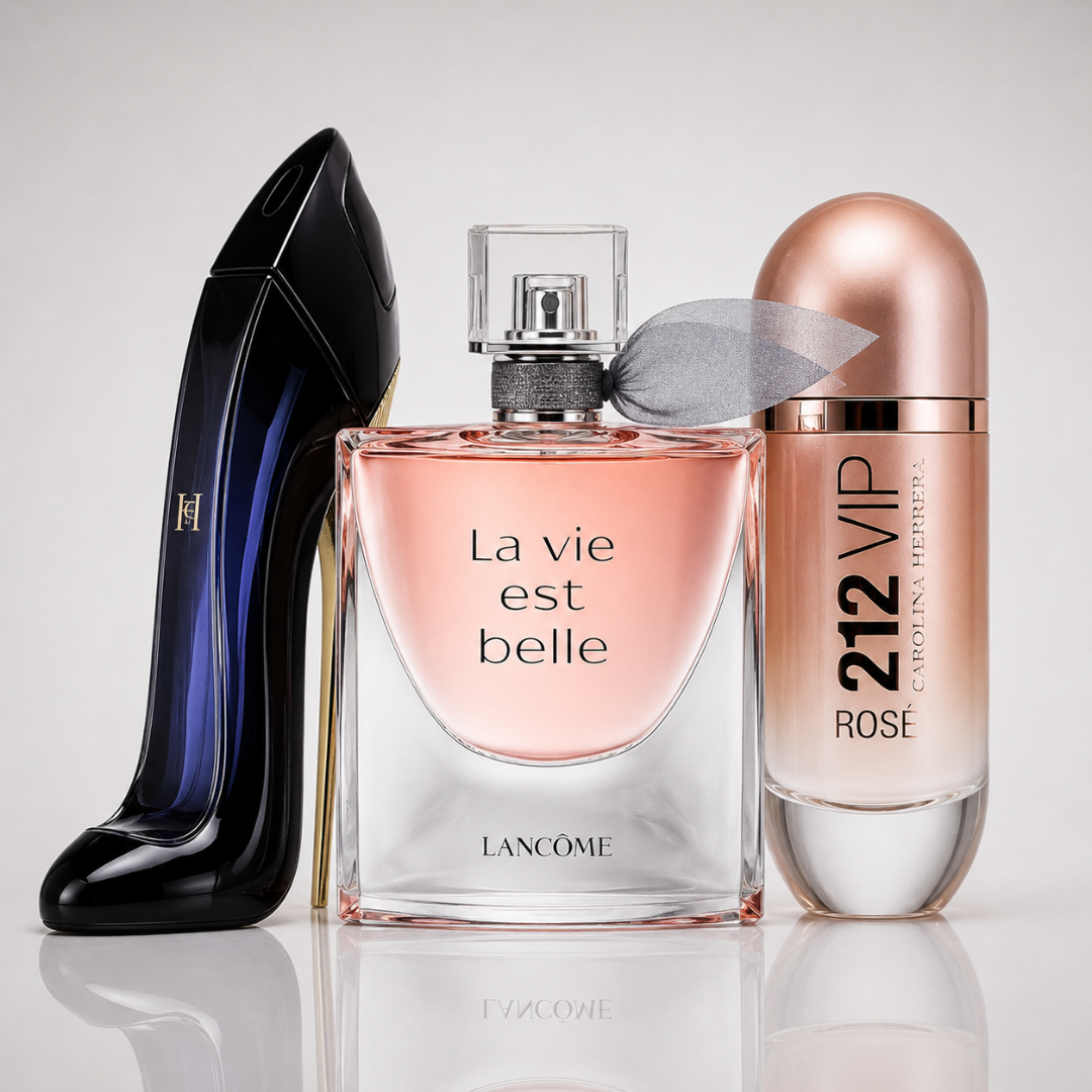 Combo aus 3 Damenparfums – Good Girl von Carolina Herrera, La Vie Est Belle von Lancôme und 212 VIP Rosé von Carolina Herrera
