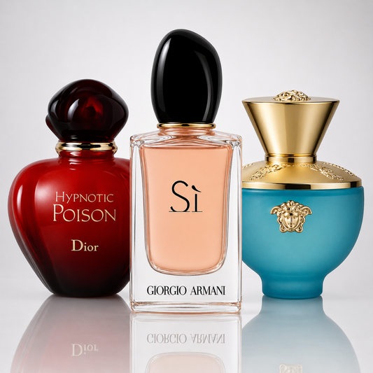 Combo aus 3 Damenparfums – Hypnotic Poison von Dior, Si von Giorgio Armani und Dylan Turquoise von Versace