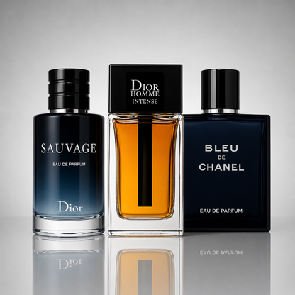 Combo aus 3 Herrenparfums – Sauvage Dior, Bleu de Chanel, Dior Homme Intense